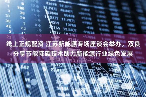 线上正规配资 江苏新能源专场座谈会举办,双良分享节能降碳技术助力新能源行业绿色发展